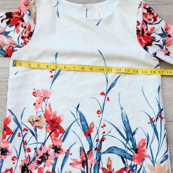 Peppermint Floral Sheath Dress Womens Small Pink Red Short Sleeves - Picture 9 of 9